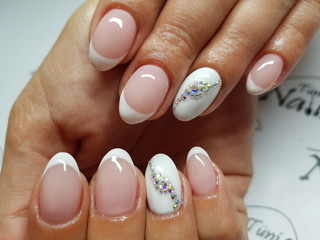 Beautiful colorful nails and hand manicure.