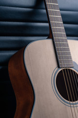 Fototapeta premium Beautiful guitar on a textured leather background.