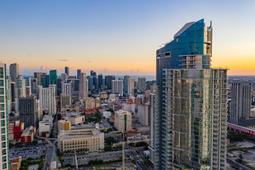 Fototapeta na wymiar Drone photo Paramount Miami Worldcenter tower