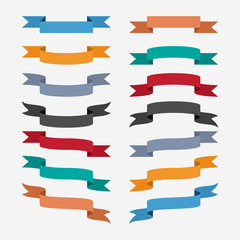 Obraz premium Set Of Ribbon Banners Colorful Flat Vector Illustration