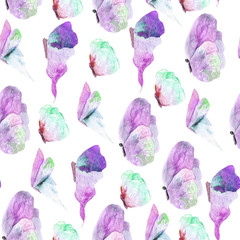 Seamless pattern watercolor spring or summer butterflies, for print design