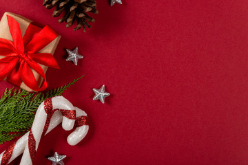 Creative christmas concept. Red background.