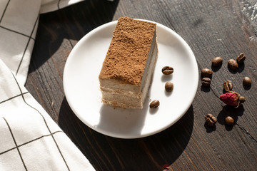 Raw vegan cake. Healthy desserts, close up
