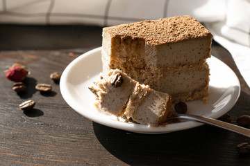 Raw vegan cake. Healthy desserts, close up