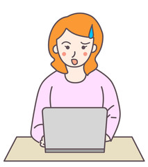 女性　パソコン