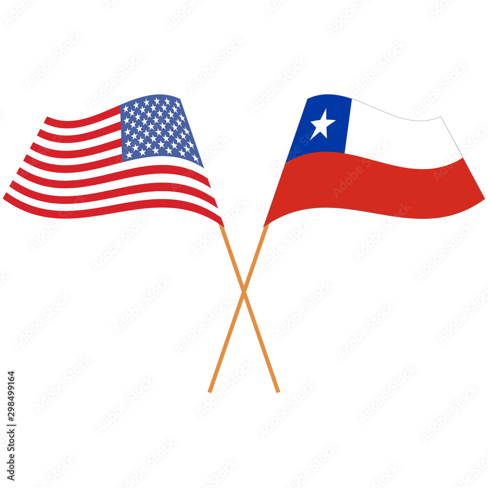 Wall mural united states of america, republic of chile. national flags, icon set. vector illustration on white 