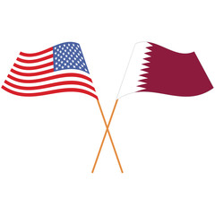 United States of America, State of Qatar. National flags, icon set. Vector illustration on white background.