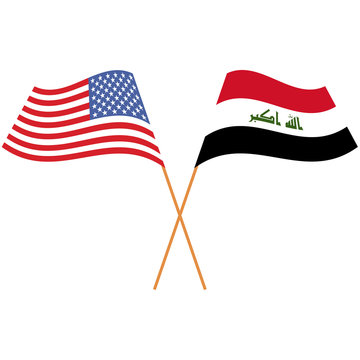 United States of America, Republic of Iraq. National flags, icon set. Vector illustration on white background.
