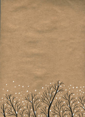 background craft paper trees winter graphics pen
