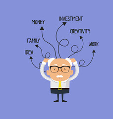 Old Boss Businessman - With Various Thoughts