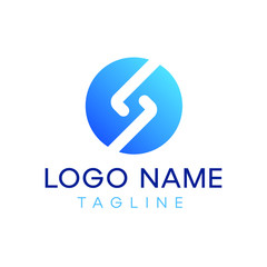 Design Logo Concept with Blue Circle  Icon 