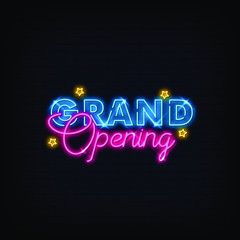 Grand Opening Neon Signs Style Text Vector