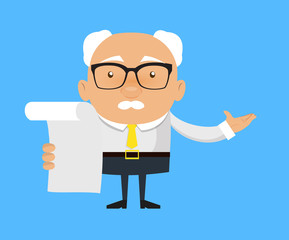 Old Boss Businessman - Holding a Paper and Announcing