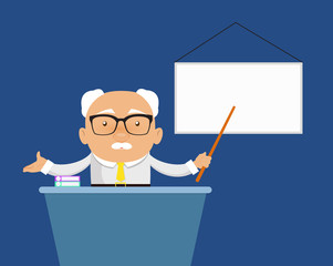Old Boss Businessman - Presenting on White Board