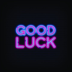 Good Luck Neon Signs Style Text Vector