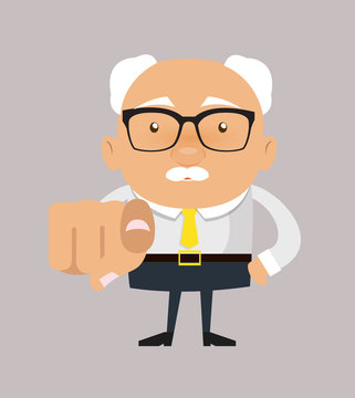 Old Boss Businessman - Laughing and Pointing