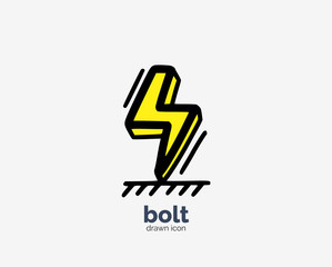 Hand drawn doodle lightning, bolt icon design