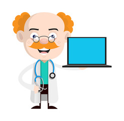 Medical Professional Doctor - Presenting a Laptop