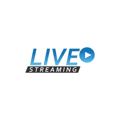 Live stream icon logo design. Badge, Emblem for broadcasting or online tv stream. Vector in material, flat, design style.