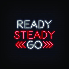 Ready Steady Go Neon Signs style text vector