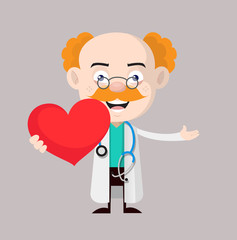 Medical Professional Doctor - Holding a Heart and Showing with Hand