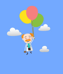 Medical Professional Doctor - Flying with Balloons