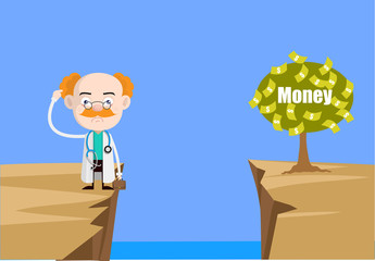 Medical Professional Doctor - Thinking How to Reach Close to Money Plant