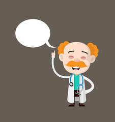 Medical Professional Doctor - Smiling and Pointing to Speech Bubble