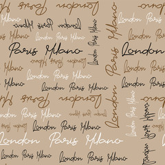 Trendy fashion Paris,London,Milano text design pattern