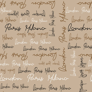 Trendy fashion Paris,London,Milano text design pattern