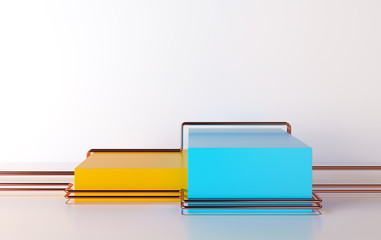 Abstract geometric shape group set, minimal abstract background, 3d rendering, Scene with geometrical forms