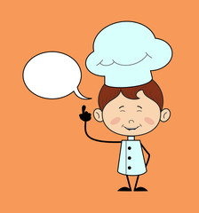 Kitchen Character Chef - Smiling and Pointing to Speech Bubble