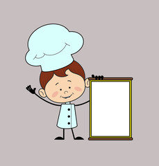 Kitchen Character Chef - Joyfully Presenting a Blank  Board