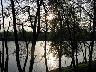 Sunset over the river