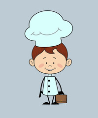 Kitchen Character Chef - Holding a Suitcase and ready to go