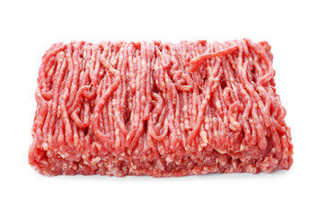 Fresh raw minced meat on white background