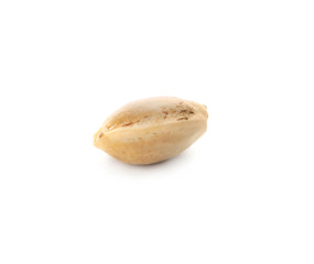 Raw organic hemp seed on white background