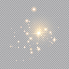 Merry Christmas. golden fire on a transparent background, golden dusty stars. vector illustrator