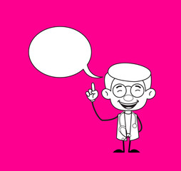 Gynecologist Doctor - Smiling and Pointing to Speech Bubble