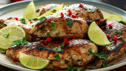 Homemade Grilled Chicken Breast in lime sauce with herbs