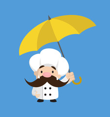 Funny Short Chef - Standing with Umbrella