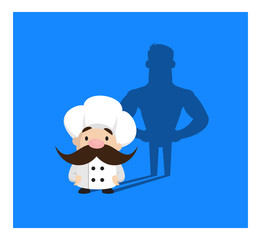 Funny Short Chef - Standing in Positive Attitude
