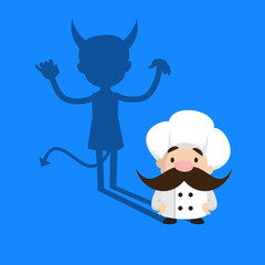 Funny Short Chef - Devil person Standing with Fake Smile