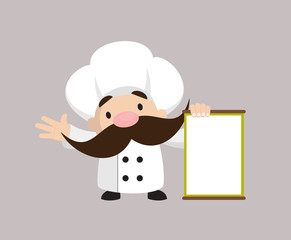 Funny Short Chef - Joyfully Presenting a Blank  Board