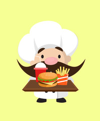 Funny Short Chef - Presenting Fast Foods