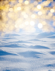fresh snow and christmas lights holiday background