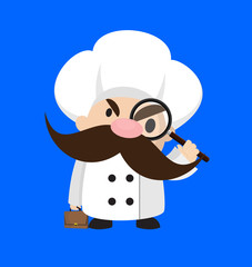 Funny Short Chef - Watching with Magnifier
