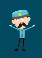 Funny Policeman Cop - In Cheerful Pose