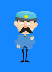 Funny Policeman Cop - Holding a Jigsaw Puzzle Piece