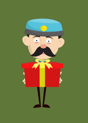 Funny Policeman Cop - Presenting a Gift Box